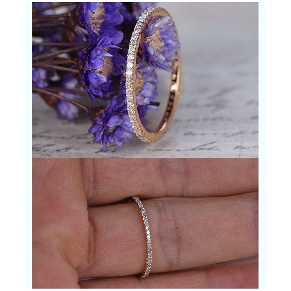 14k Gold 1mm Petite Infinity Diamond Eternity Band